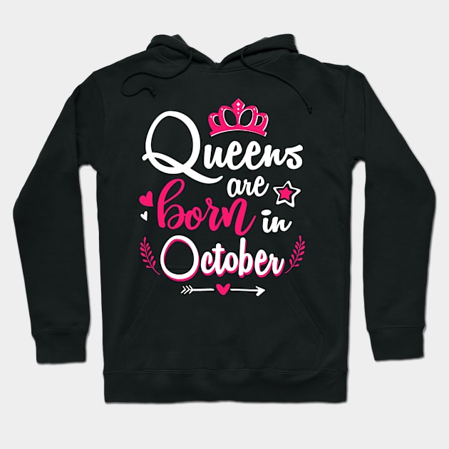 Women Queens Are Born In October Hoodie by Manonee